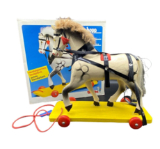 Vintage Wooden German Pull Horse Toy Box included 10" - $98.98