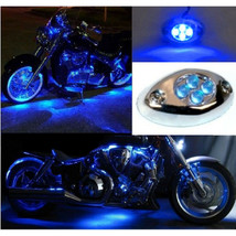 1Pc Blue LED Chrome Accent Module Motorcycle Chopper Frame Neon Glow Light Pod - £7.00 GBP