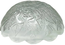 Vintage 9" Frosted Glass Floral Rose Embossed Bowl With Scalloped Edge Indonesia image 7