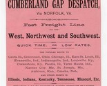 Original 1890&#39;s Cumberland Gap Despatch Railroad Ad Via Norfolk Virginia  - £17.34 GBP