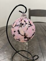 Ron Hinkle West Virginia Pink Brown Art Glass Round Ball Christmas Ornament - $48.36 CAD