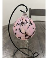 Ron Hinkle West Virginia Pink Brown Art Glass Round Ball Christmas Ornament - €29,74 EUR