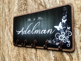 Personalized key holder / Rustic Key holder for wall / Wood key holder /... - £40.29 GBP