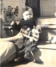 Boy With Toys 40s WW2 Era Military Hat Original Photo Vintage Photograph - $9.95