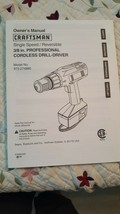 Craftsman *Owners Manual* Single Speed/Reversible 3/8 in. Drill Driver - £7.11 GBP