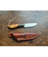 7&quot; Damascus Steel Hunting Skinning Knife Composite Handle With Leather S... - $29.70