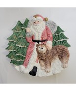 FITZ &amp; FLOYD 1991 Omnibus -  Vintage Santa  and Bear Serving Plate Holid... - $20.81 CAD