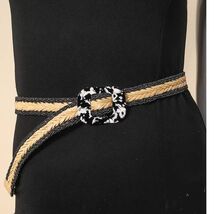 Boho Braided Square Buckle Adjustable Belt Black - $17.82