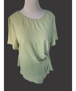 VINCE CAMUTO LADIES SS GREEN FRESH ALOE RUCHED MIXED MEDIA BLOUSE NWT SI... - £38.10 GBP
