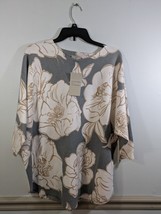 Sioni Ivory Gray Sweater Floral Round Neck 3/4 Sleeve Pullover Women&#39;s 1... - $385.89 MXN