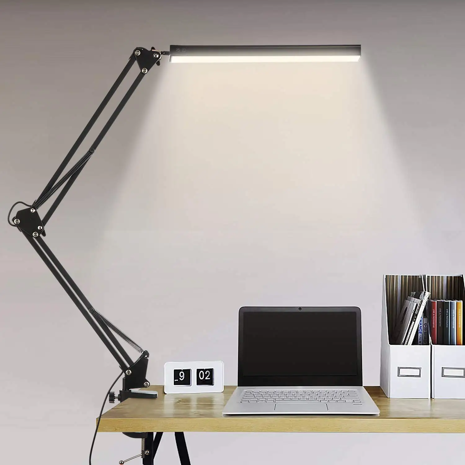 LED Desk Lamp with Clamp Long Arm Table Lamp Eye-Caring Dimmable 3 Colors - $30.87+