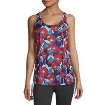 Xersion Women&#39;s Side Rouched Tank Top Size SMALL Winslet Flower Red NEW - £15.39 GBP