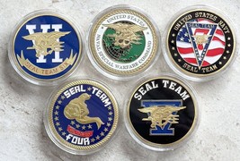 5 Pcs Navy Seal Team Naval Special Warfare Command Coin &amp; Seal Team Two Four… - £44.29 GBP