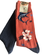 Panama Jack Mens Socks Blue Marlin Hibiscus 2pk Shoe Size 8 -12 Nautical Summer - $24.47