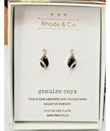 Kohl&#39;s Rhode &amp; Co. Women&#39;s Silver Plate Genuine Onyx Earrings Post Back New - $35.71 CAD