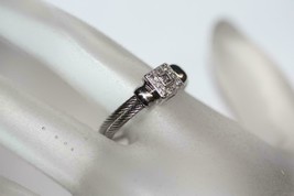 Philippe Charriol 18K White Gold Cable Design Diamond Square Ring Size 6 - £435.87 GBP