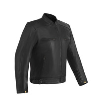 Men&#39;s Cowhide Premium Leather Scooter Jacket with Conceal Carry - $150.93+