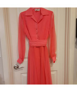 Vintage 1960&#39;s 1970&#39;s Jack Bryan Chiffon Long Sleeve Maxi Dress size 12 - £62.57 GBP