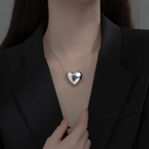 Genuine 18K 925 Sterling Silver Romantic Heart Pendant Choker - £59.94 GBP+