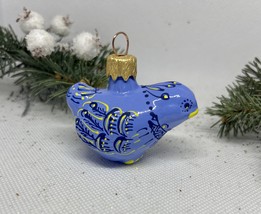 Bird blue glass Christmas handmade ornament, Luxury Christmas glass decoration - £9.04 GBP