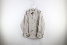 Vintage 90s Marlboro Mens Large Faded Heavyweight Canvas Button Shirt Beige - £35.57 GBP