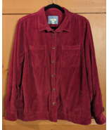 LL Bean Womens Corduroy Shirt / Jacket Size PL Large Petite Dark Red But... - £27.02 GBP