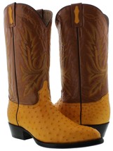Mens Genuine Buttercup Ostrich Leather Western Cowboy Boots J Toe Botas Rancho - £225.03 GBP