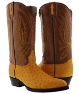 Mens Genuine Buttercup Ostrich Leather Western Cowboy Boots J Toe Botas ... - £223.81 GBP