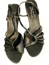 The Touch of Nina Size 8 Black Strappy Womens Sandal 2.5 Inch Heel Worn ... - £17.51 GBP