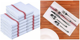 Towels Dish Towels 12 Cotton Striped 15 x 25 Kitchen Towels White &amp; Red - P01 - £37.45 GBP