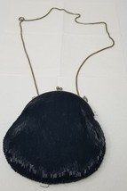Beaded Black Vertical Shimmer Evening Cocktail Purse Handbag Clasp Close... - $18.95