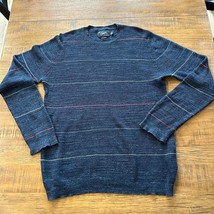 GRAYERS Clothiers Men&#39;s Sweater Navy Blue White Red Stripe Size L 100% C... - $37.00