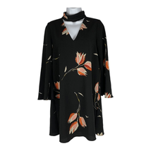 Zara Women&#39;s Tulip Print Black V-Neck Long Sleeved Mini Dress Size Small - £32.14 GBP