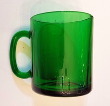 Emerald Forest Green Glass Coffee Mug Durand Cris D&#39;Arque Arcoroc Cup France - £11.80 GBP