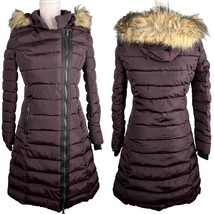 Nanette Lepore Long Puffer Coat Removable Faux Fur Hood Asymmetric Zip XS Fig  - £47.16 GBP