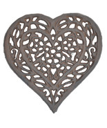 Decorative Cast Iron Trivet Ornate Floral Heart Flowers Hot Pad Kitchen ... - £10.82 GBP