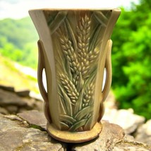 Vintage 1950s McCoy Ohio Pottery USA Wheat Vase Yellow Brown Green Glaze... - $40.00