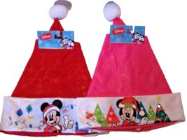 Set of Disney Mickey and Minnie Mouse Christmas Santa Hats Red 16&quot; Felt by RUZ - £15.80 GBP