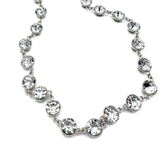 Silver Tone Faceted Bezel Set Glass Bead Necklace - £13.96 GBP