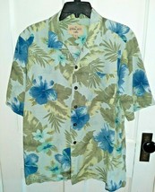 M Mens Havana Jack&#39;s Cafe Hawaiian Silk Hibiscus Shirt Denim Friendly - £15.34 GBP