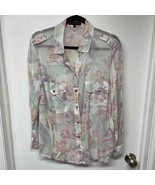 Sanctuary Floral Print Roll Tab Sleeve Boyfriend Shirt Split Peplum Hem ... - £22.08 GBP