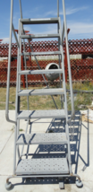 8 Step Steel Rolling Ladder Top Step W/ Handrails &amp; Lock Step 9&#39;3&quot; - $10,261.10 MXN