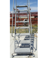 8 Step Steel Rolling Ladder Top Step W/ Handrails &amp; Lock Step 9&#39;3&quot; - $10,261.10 MXN