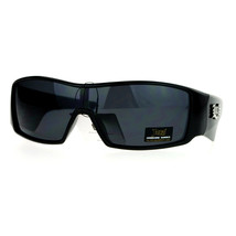 Locs Sunglasses Mens Shield Rectangular Thick Wrap Frame Black - £13.35 GBP