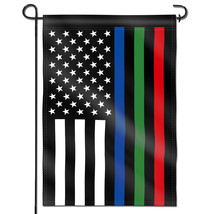 Anley Thin Blue Green and Red Line USA Garden Flags Double Sided 18&quot;X12.5&quot; - £7.10 GBP