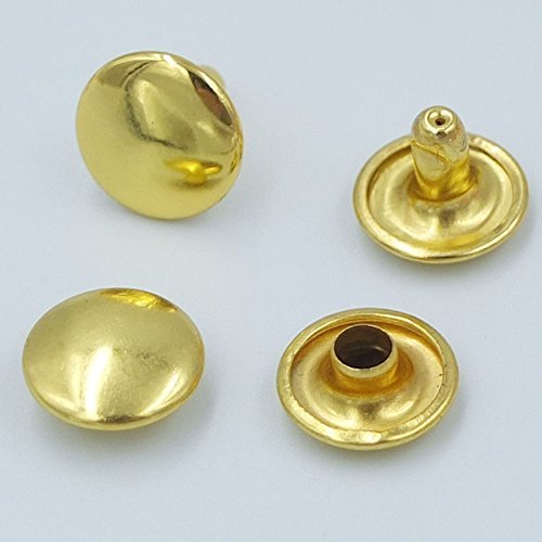 Bluemoona 200 Sets - Double Round Cap 10mm 3/8" Rivet Stud Leather (Gold)