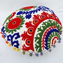 Handmade Round Cushion Cover, Vintage Cushion Cover, Flowers Cushion Cover, Sofa - £10.38 GBP+