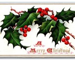 Raphael Tuck Holly Leaves and Berries 500 Merry Christmas UNP DB Postcar... - $4.90