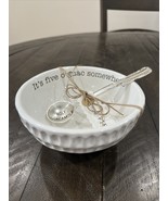 Mudpie Guacamole Dip Cup Set White Ceramic Bowl with Metal Spoon- NEW (U5) - $365.00 MXN