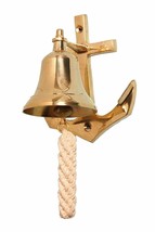 Solid Brass Hanging Ship Bell Wall Decor Nautical Anchor Door Bell Home Decor - $88.57